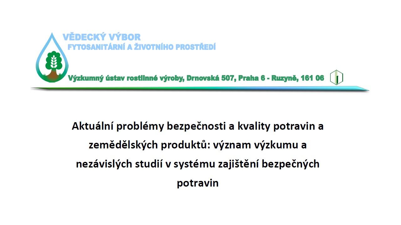Odborný seminář Vědeckého výboru fytosanitárního a životního prostředí